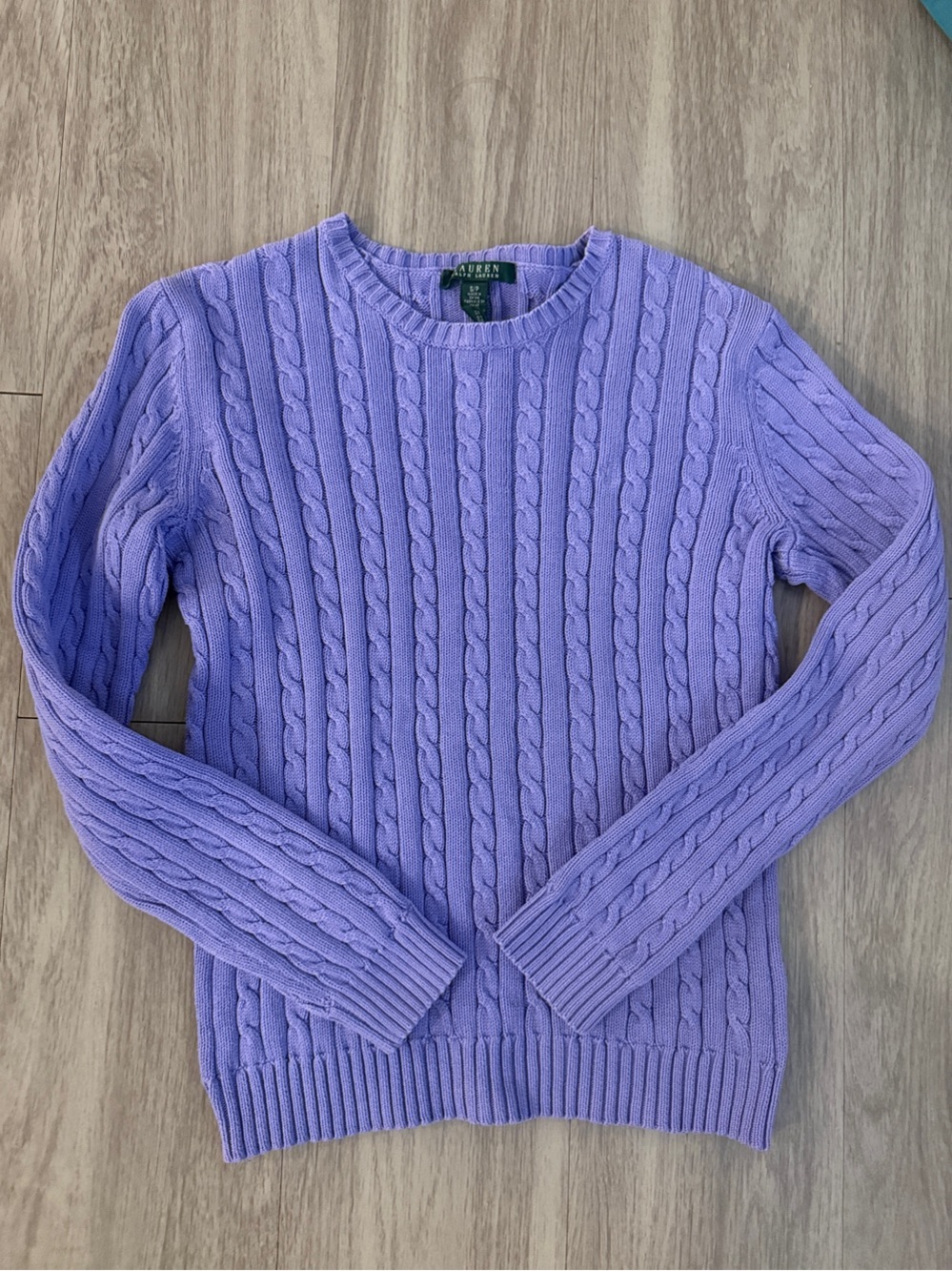 Lauren Ralph Lauren Lavender Cable-Knit Crewneck Sweater - women’s